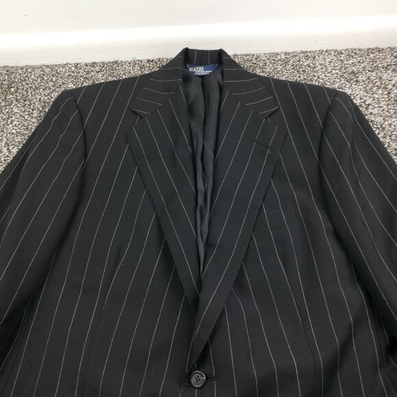 Vintage Polo Ralph Lauren Suit 38R Flannel Wool Chalk Striped 33x29 USA Made - Picture 3 of 16
